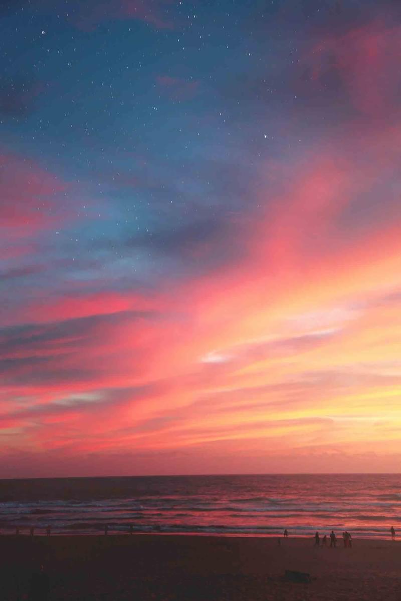 Red sunset over sea